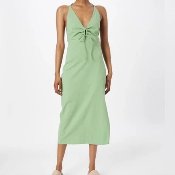 GUC A&F Halter Keyhole Midi dress size SMALL PETITE in light green - Picture 9 of 10